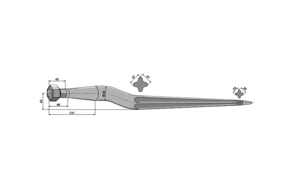 Balspjut, M22 x 1,5. 900 mm