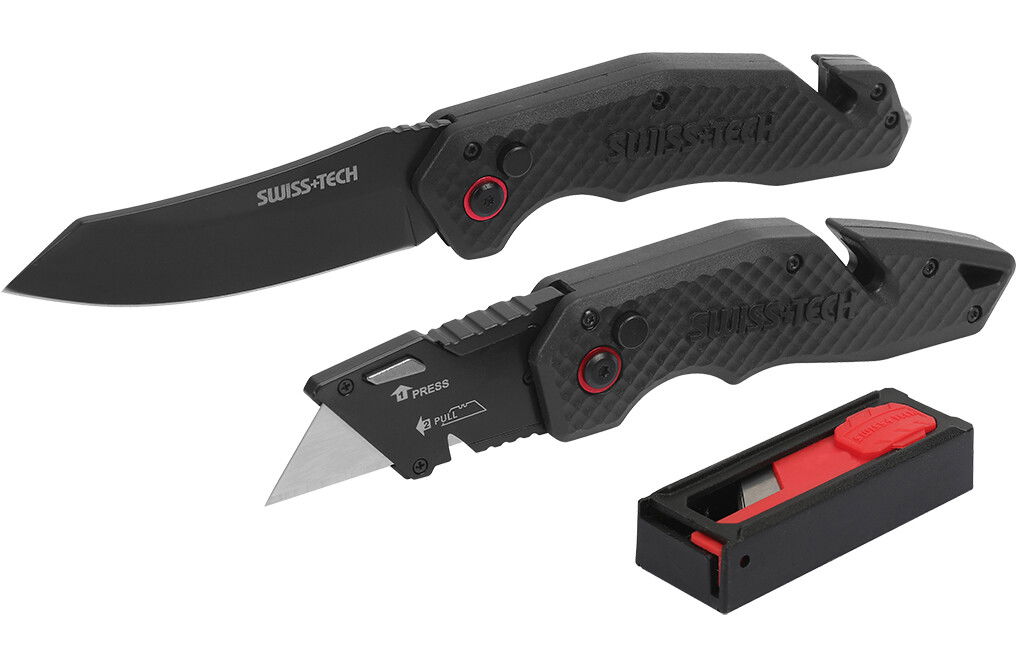 Swiss+Tech set med fickkniv och brytbladskniv