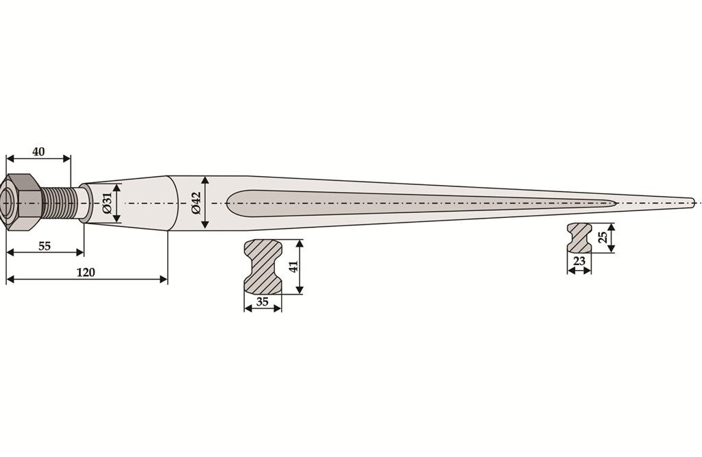 Balspjut. M28 x 1.200 mm