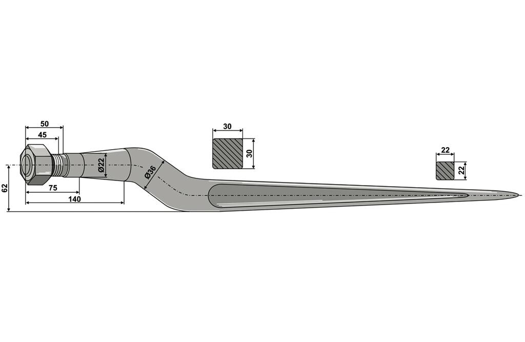 Balspjut, 24 x 910 mm
