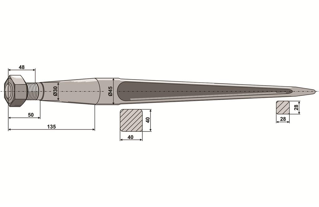 Balspjut. M20 x 680 mm