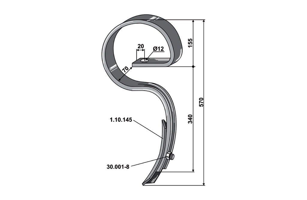 Kverneland Strong S-tand, 32 x 10 mm